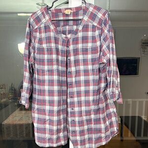 Duluth Trading Co Plaid Tunic - Red, Blue, White